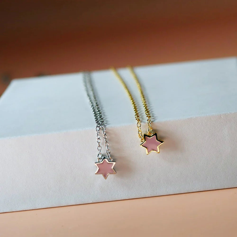 Jewish Star Enamel Necklace