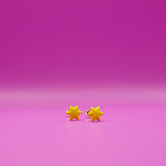 Yellow pair of Jewish star studs in enamel