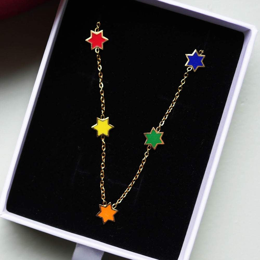 Jewish Star Rainbow Necklace
