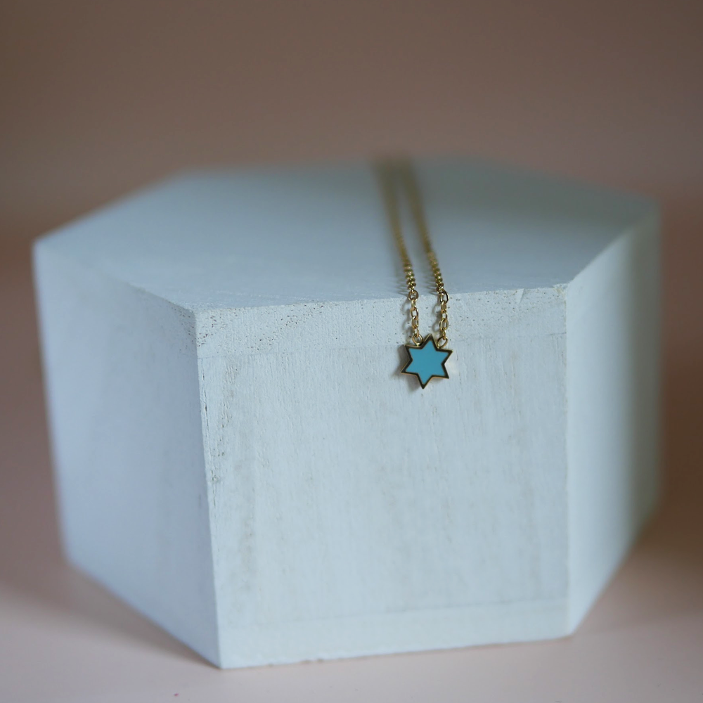 Jewish Star Enamel Necklace