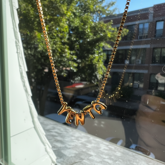 Yenta bubble necklace on box chain by Mamaleh